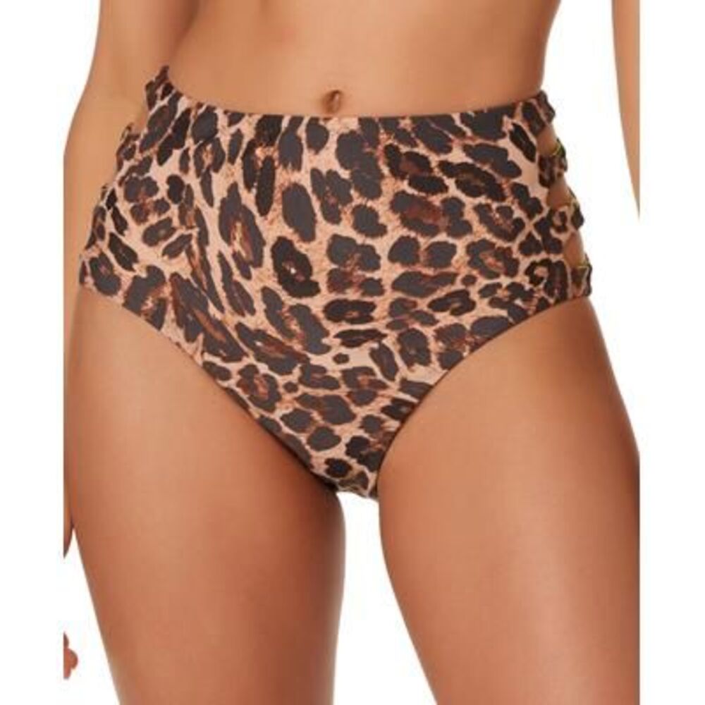 Bar III Beach Cheetah Printed High Rise Bikini Bottoms In Natural - XS